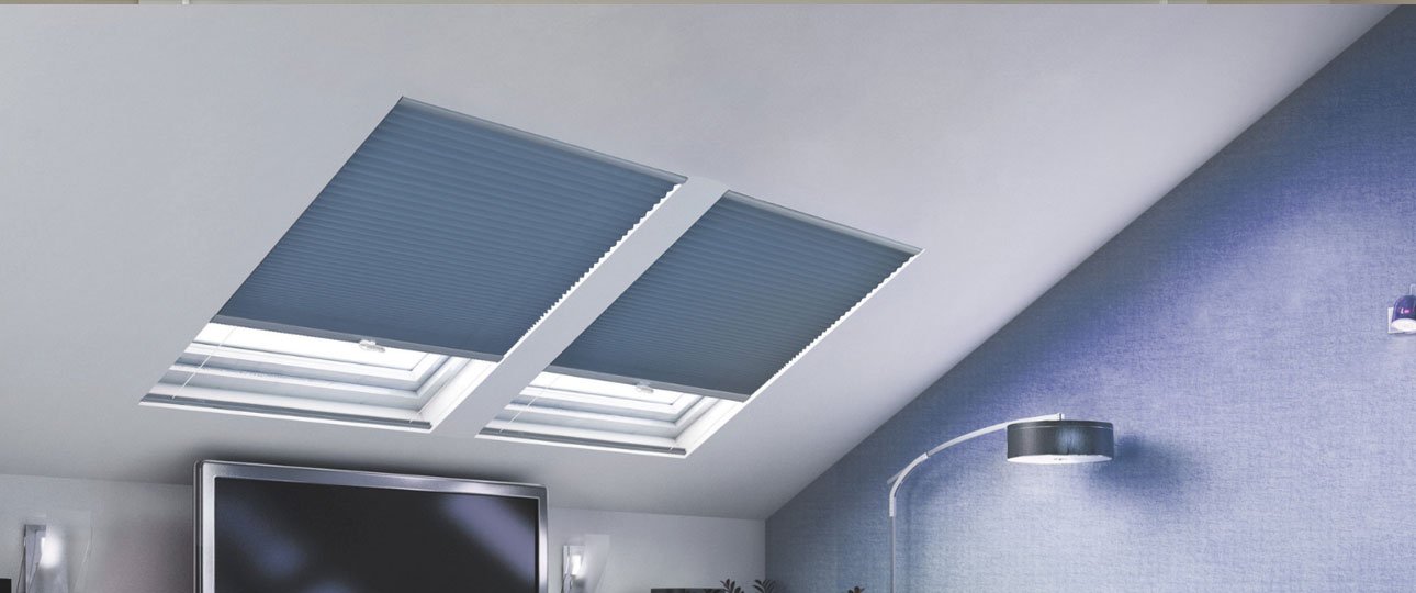 Motorized skylight blinds banner